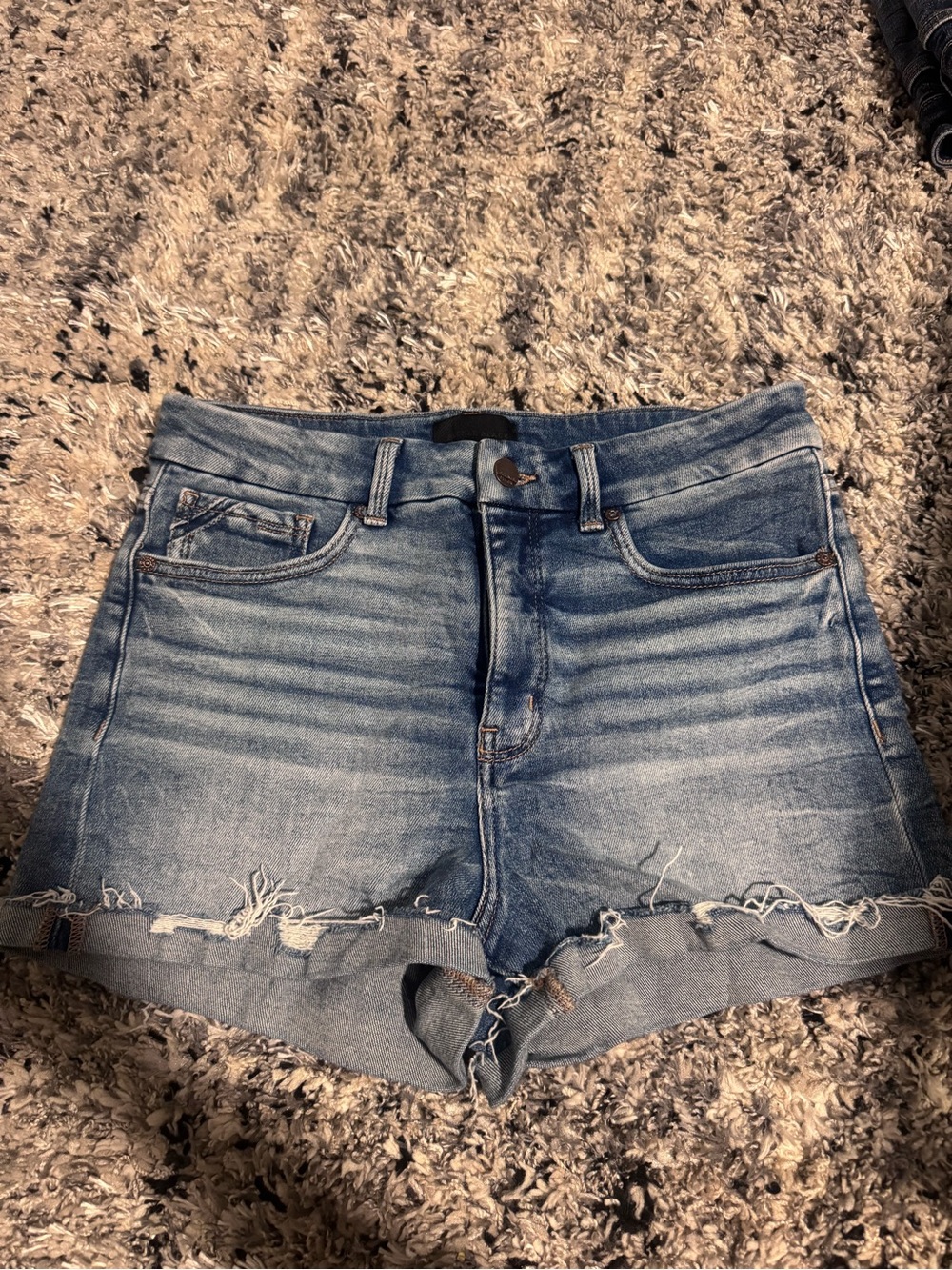 Black Rivet Distressed Denim Jean Shorts Waist 30